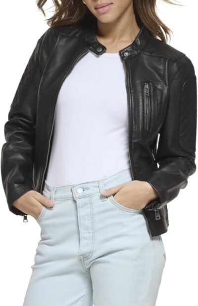 Levis Womens Faux Leather Motocross Racer Jacket