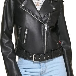 Levis Women's Belted Faux Leather Moto Jacket